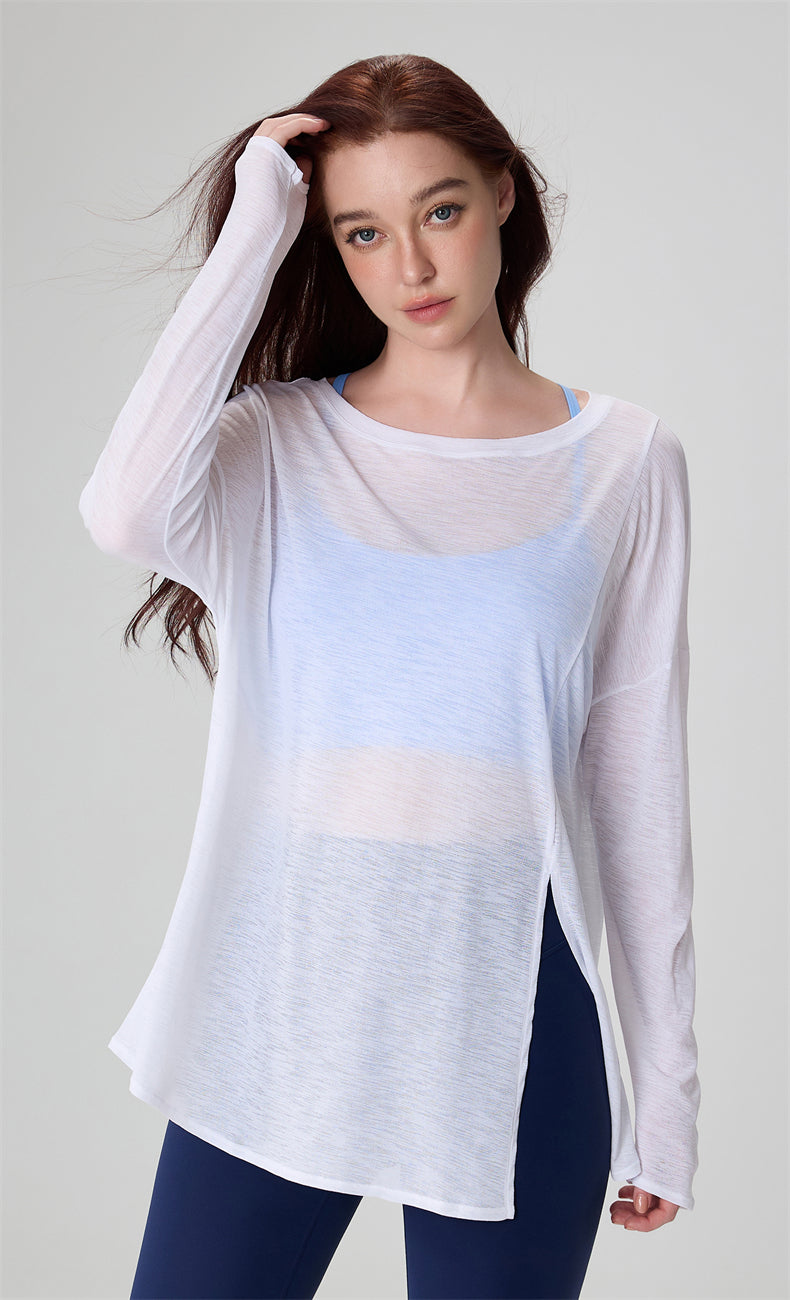 AirFlow Split-Hem Yoga Pullover waistband detail - Lepeins yoga top for yoga, Pilates and daily movement