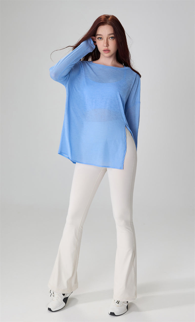 AirFlow Split-Hem Yoga Pullover back view - women's yoga activewear by Lepeins