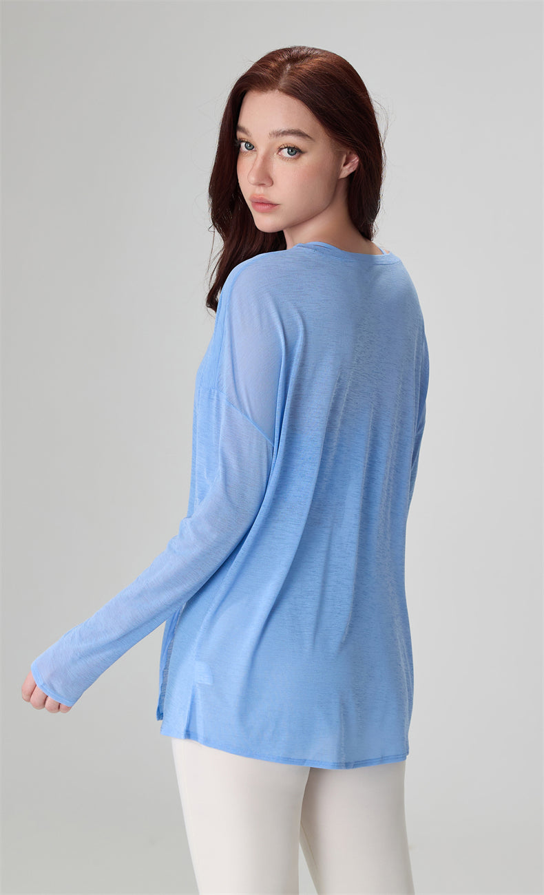 AirFlow Split-Hem Yoga Pullover side view - women's yoga activewear by Lepeins