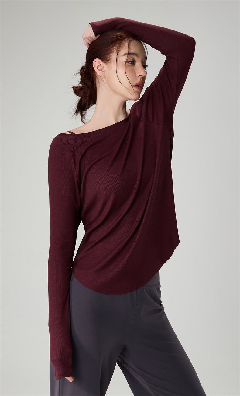 Bare Sensation Off-Shoulder Yoga Top