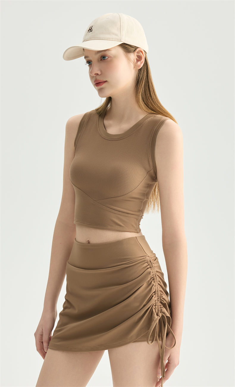 NULS Ruched Active Skort with Side Tie color detail - women's yoga activewear by Lepeins
