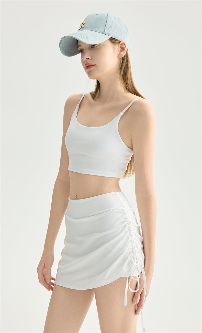 NULS Ruched Active Skort with Side Tie waistband detail - Lepeins tennis skort for yoga, Pilates and daily movement