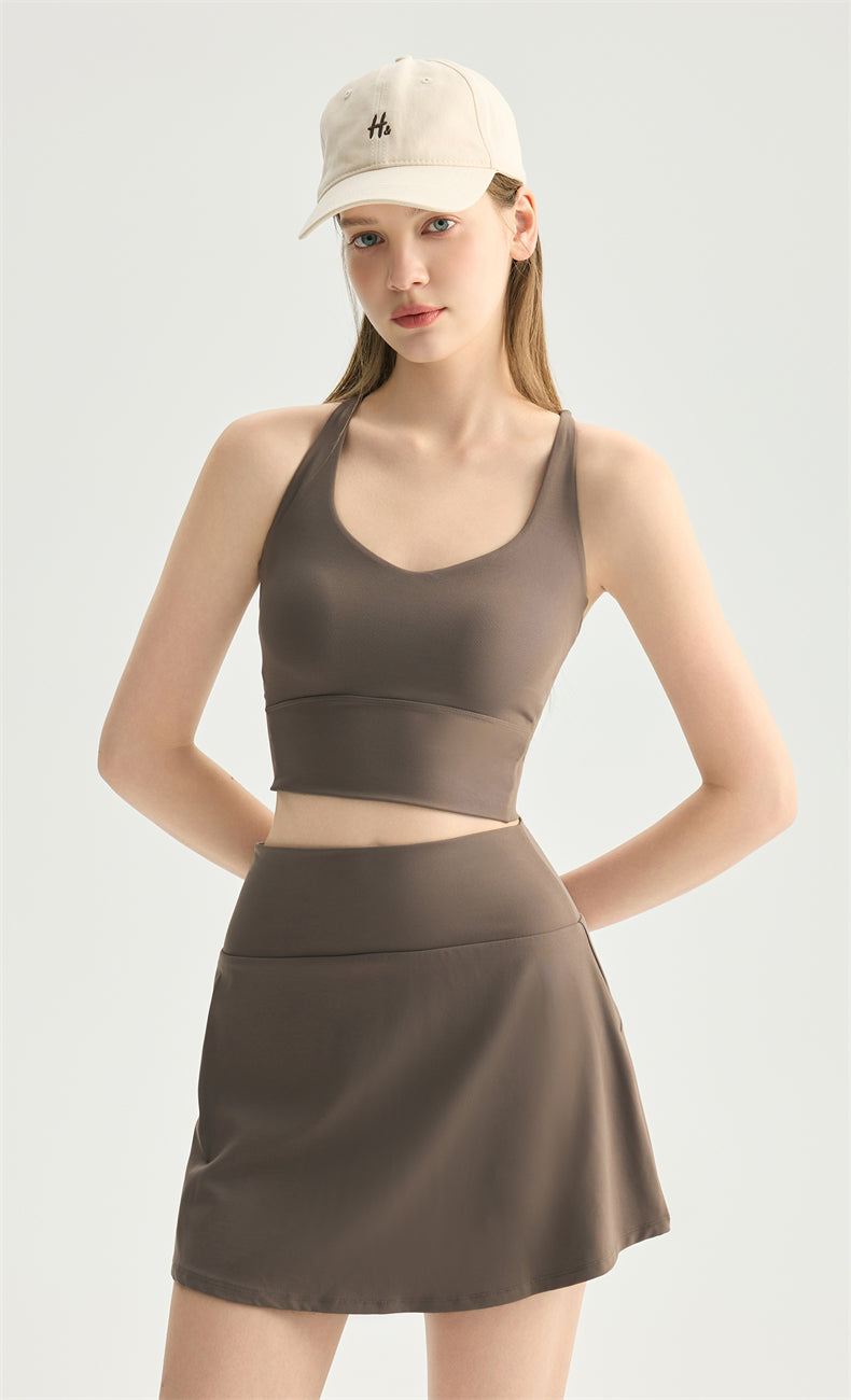 NULS High-Waisted Active Skort - Built-In Shorts & Peach Contour