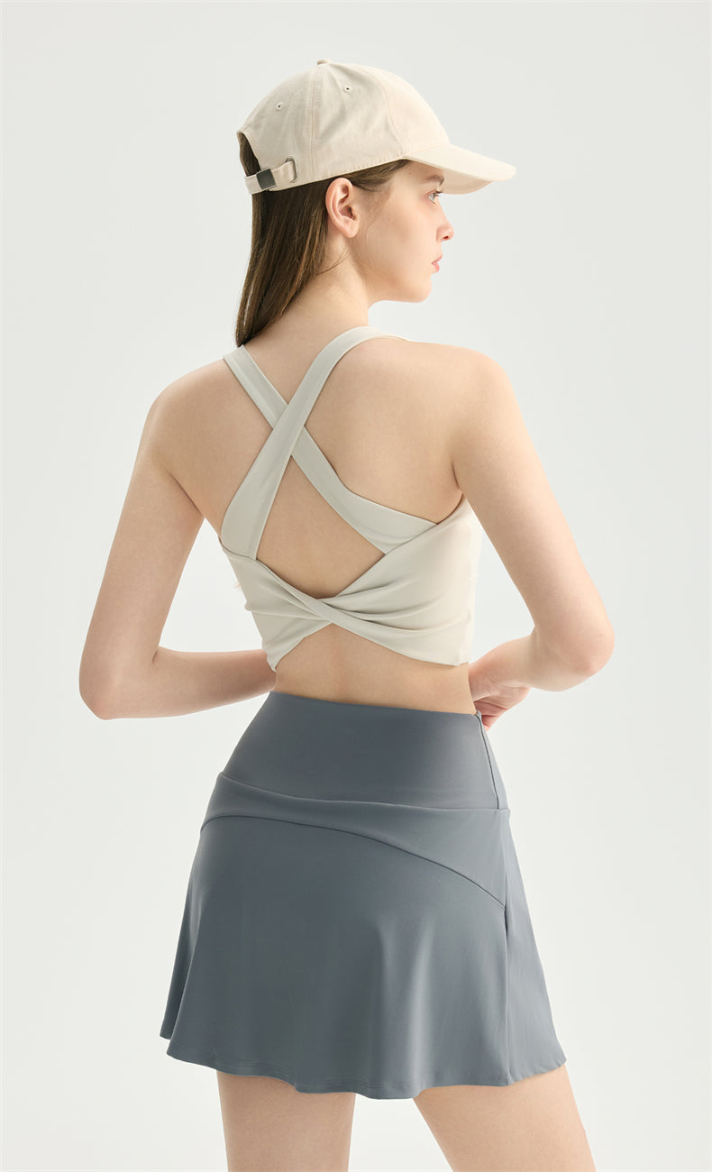 NULS Sweetheart X-Back Sports Bra movement view - women's yoga activewear by Lepeins