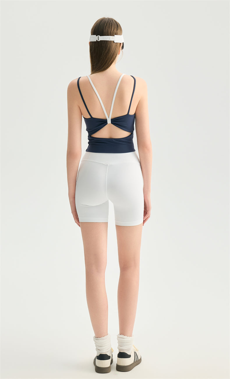 NULS Butterfly Cross-Back Yoga Tank - Faux Layered & Built-In Bra