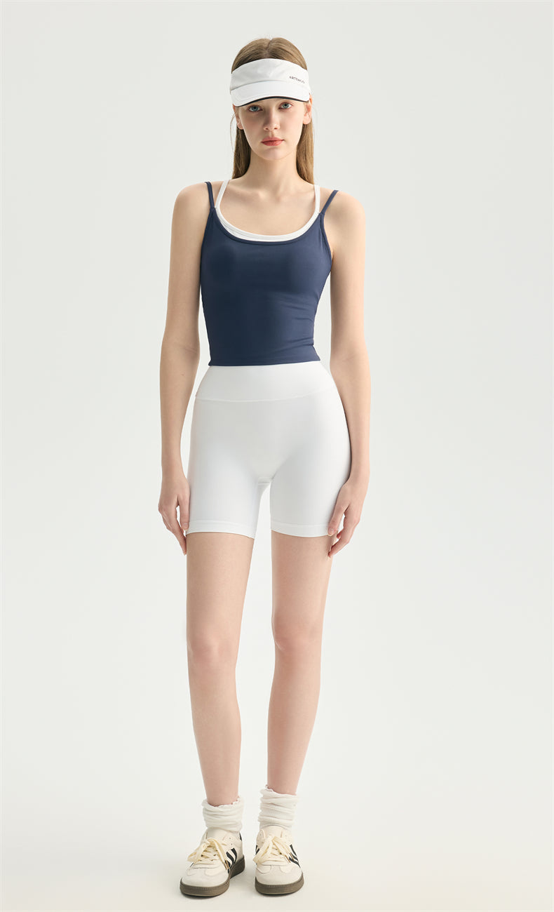 NULS Butterfly Cross-Back Yoga Tank - Faux Layered & Built-In Bra