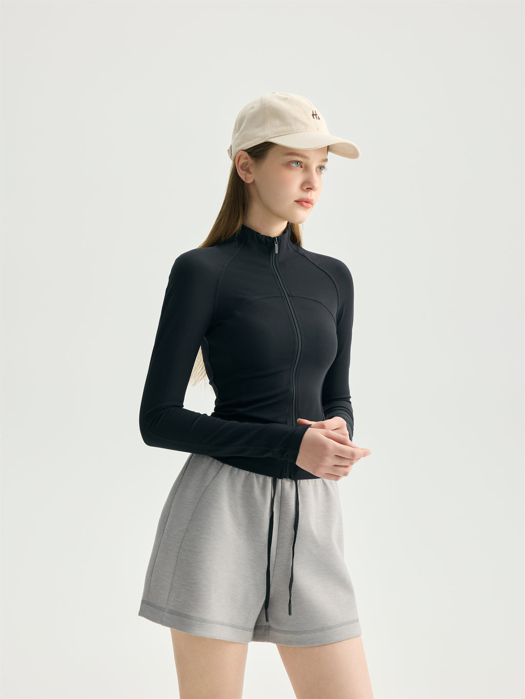 Second-Skin High-Neck Active Jacket | Ultra-Quiet 80/20 Fabric with Thumbhole Sleeves