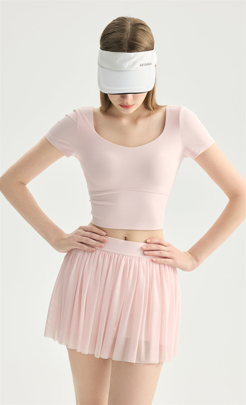 NULS Balletcore Mesh-Back Crop Top waistband detail - Lepeins yoga top for yoga, Pilates and daily movement