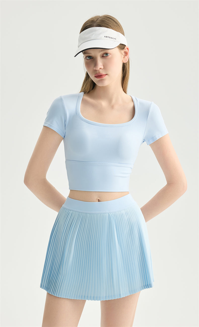 NULS Square Neck Built-In Bra Crop Top color detail - women's yoga activewear by Lepeins