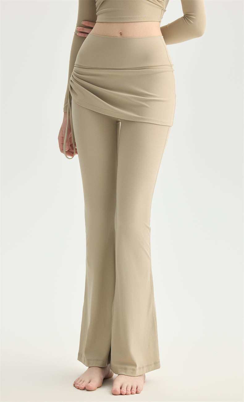 NULS Ruched Skirted Yoga Flare Pants activewear outfit - women's yoga activewear by Lepeins