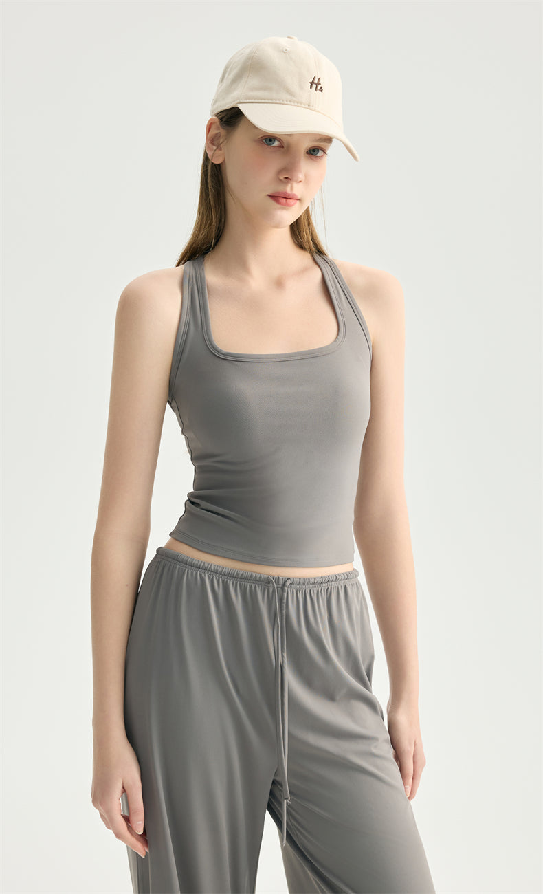 Serene Sculpt Square-Neck Yoga Tank color detail - women's yoga activewear by Lepeins