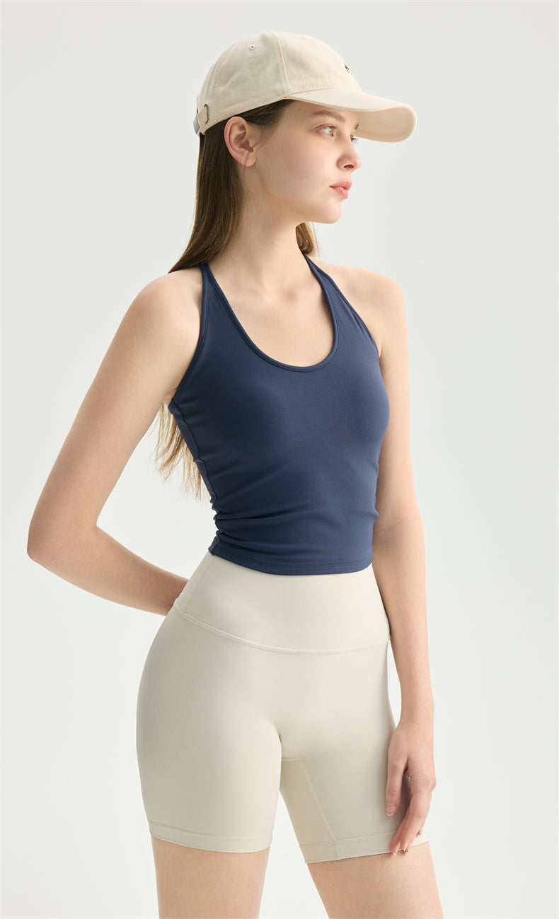 Zen-Flow Deep U-Neck Yoga Tank - Lightweight 220g Breathable Vest