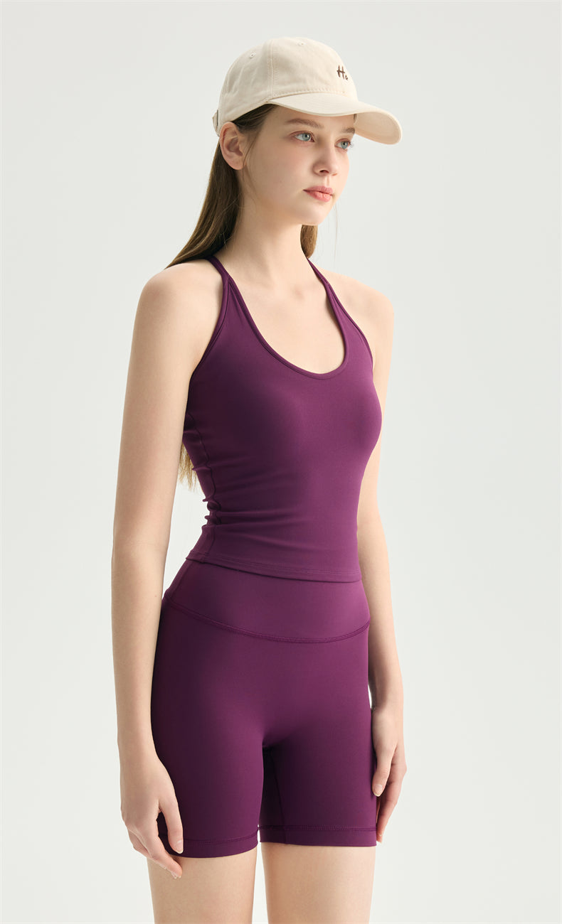 Zen-Flow Deep U-Neck Yoga Tank - Lightweight 220g Breathable Vest
