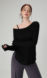 Bare Sensation Off-Shoulder Yoga Top