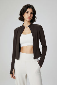 Autumn and winter thickened velvet yoga clothes jacket naked yoga top stand-up collar slim fitness thin sports fitness clothes