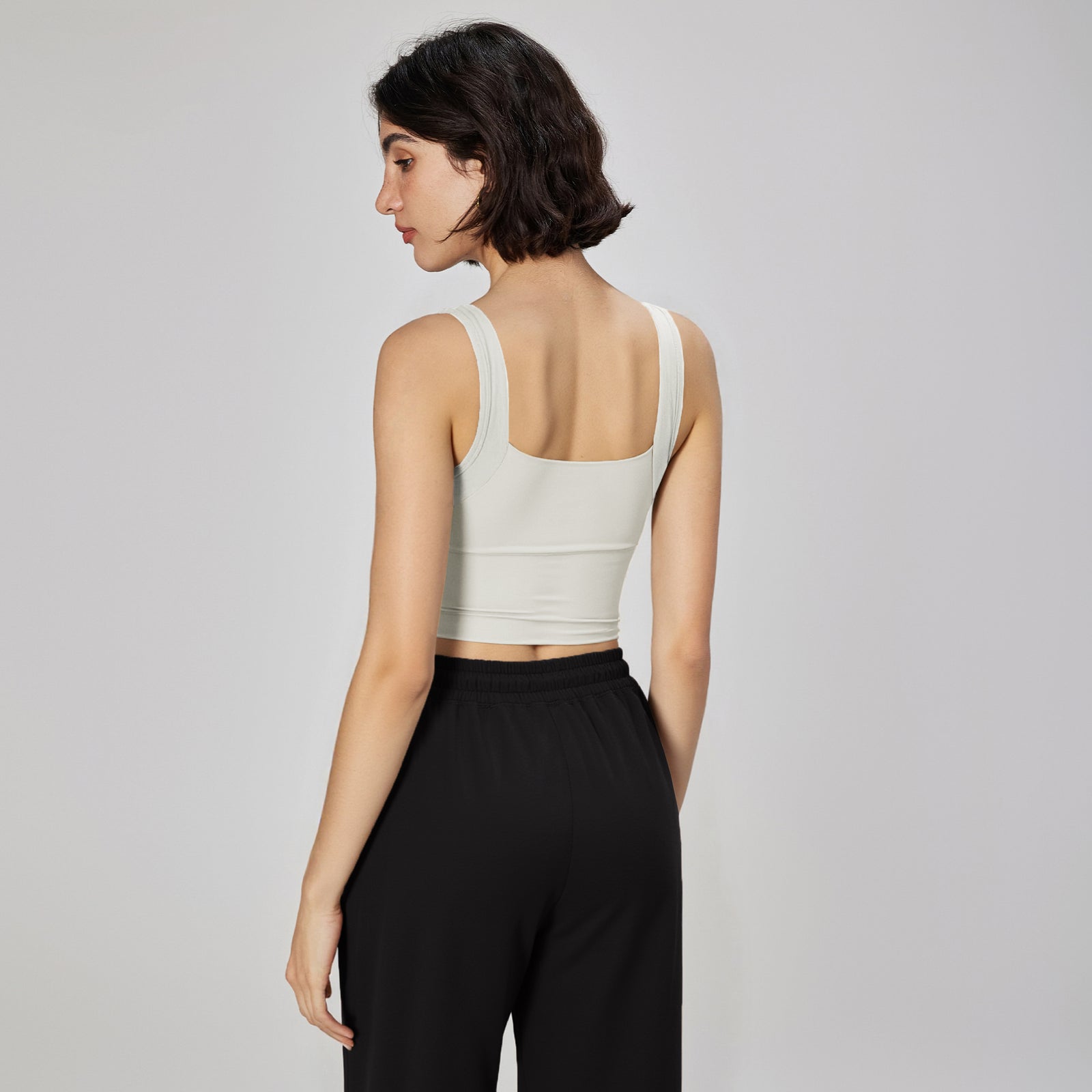 NULS Contrast Strap Sports Bra studio styling - Lepeins sports bra for Pilates and yoga