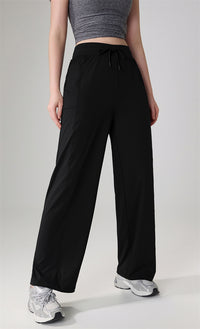 High-Waisted Drawstring Straight-Leg Pants