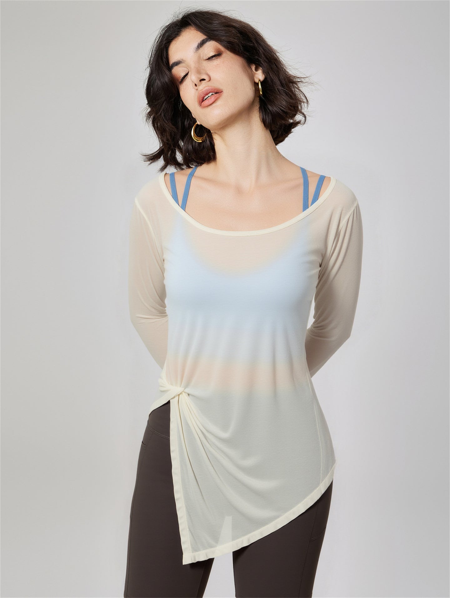 Yoga blouse loose slim fit long sleeve running pilates training fitness clothes sports t-shirt yoga clothes top women