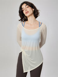 Yoga blouse loose slim fit long sleeve running pilates training fitness clothes sports t-shirt yoga clothes top women