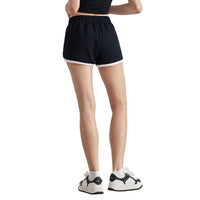 Spring and summer thin high-waisted retro color matching sports shorts women's elastic waist hem split-ended yoga three-point pants