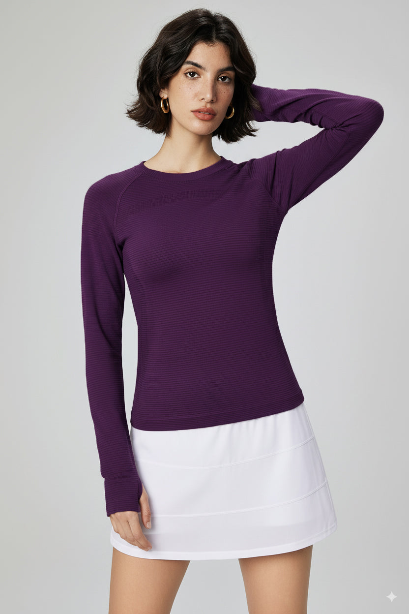 Autumn and winter yoga clothes top women's Pilates yoga long-sleeved running sports t-shirt crew neck versatile fitness training clothes