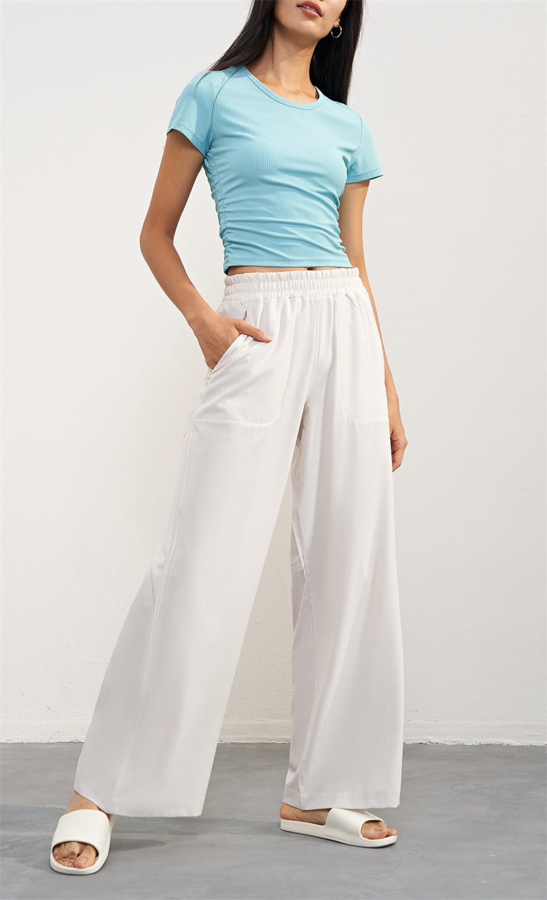 SunShield Drawstring Cooling Pants studio styling - women's yoga activewear by Lepeins
