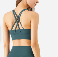 Cross-Back Yoga Bra for Women - Gathering Sports Bra with Removable Pads