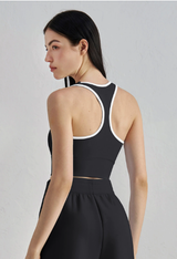 I-Back Sports Bra for Women - Fixed Cup Yoga Vest with Chest Pads