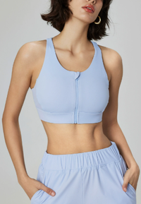 Zipper Sports Bra for Women - Shockproof Yoga Vest with Removable Pads