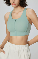 Zipper Sports Bra for Women - Shockproof Yoga Vest with Removable Pads