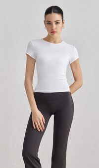 Waist-Slimming Yoga T-Shirt for Women - Short Sleeve Sports Top