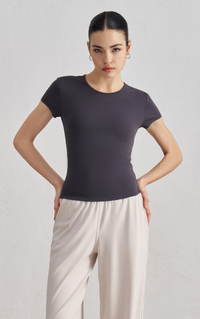 Waist-Slimming Yoga T-Shirt for Women - Short Sleeve Sports Top