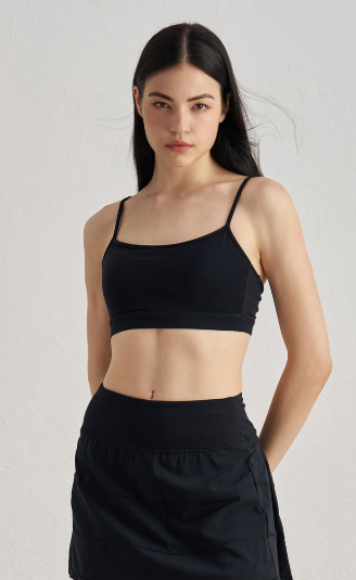 NULS Slim-Strap Light Support Sports Bra movement view - Lepeins sports bra for Pilates and yoga