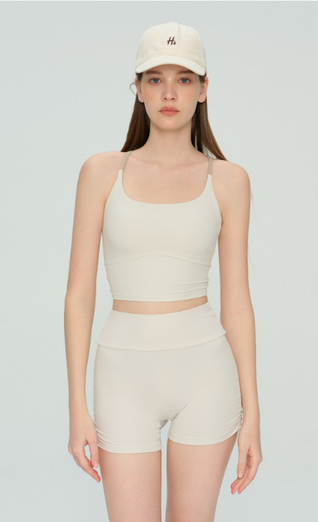 Colorblock Cross-Back Sports Bra studio styling - women's yoga activewear by Lepeins
