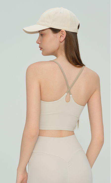 Contrasting Color Beautiful Back Yoga Vest for Women - Cross-Back Sports Bra