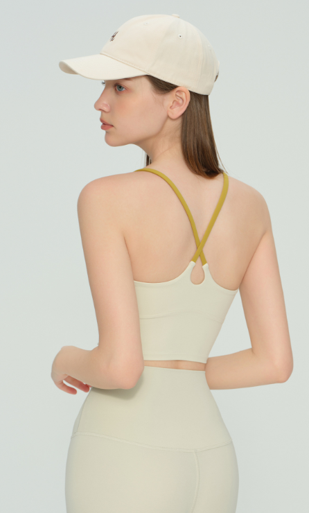 Contrasting Color Beautiful Back Yoga Vest for Women - Cross-Back Sports Bra