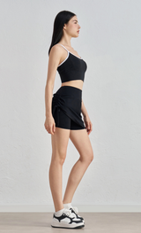 Drawstring Sports Skirt for Women - 2-in-1 Yoga Tennis Skort with Built-In Shorts