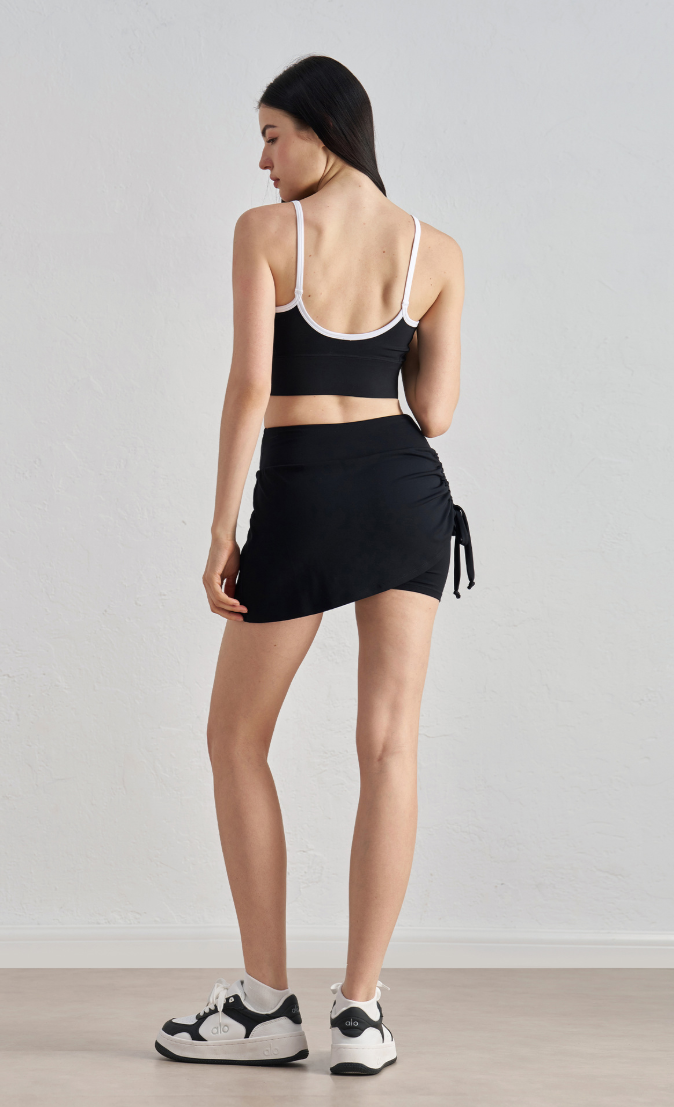 Drawstring Sports Skirt for Women - 2-in-1 Yoga Tennis Skort with Built-In Shorts