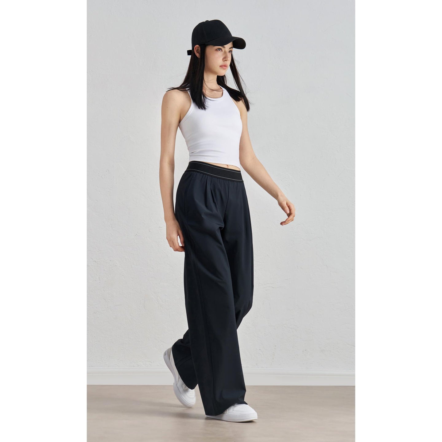 Sz woven new sweatpants casual wide-leg drape straight pants waist line lifting design thin yoga trousers women