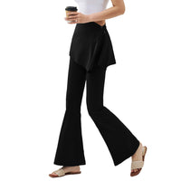 2-in-1 Skirted Yoga Pants for Women - High-Waist Flared Leggings with Skirt Overlay