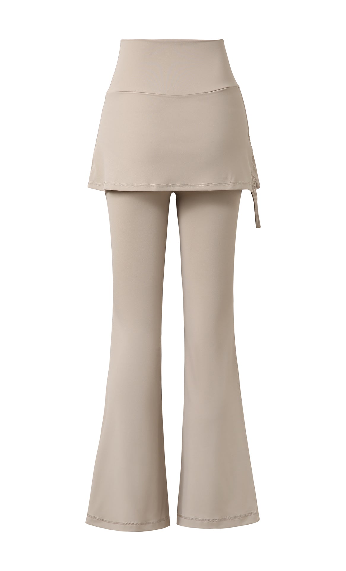 NULS Ruched Skirted Yoga Flare Pants front view - women's yoga activewear by Lepeins