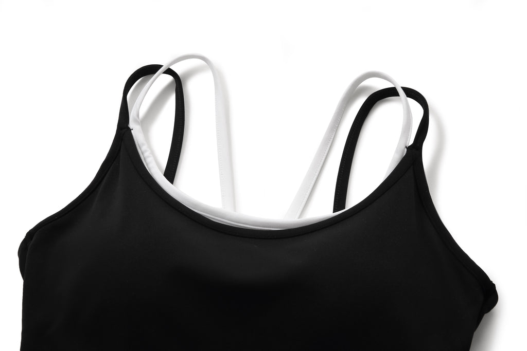 NULS Butterfly Cross-Back Yoga Tank - Faux Layered & Built-In Bra