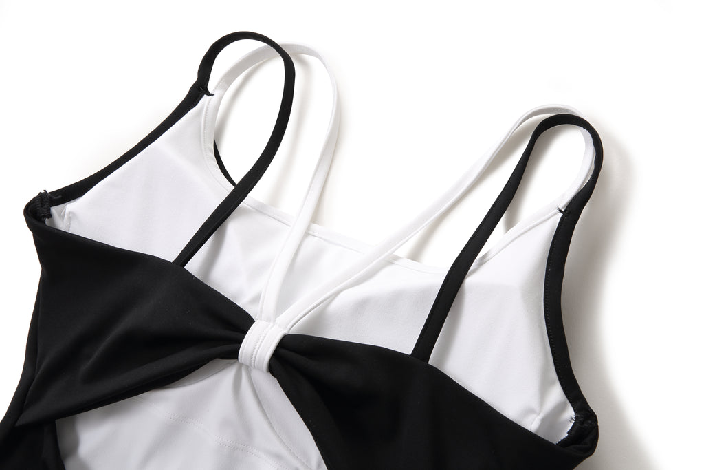 NULS Butterfly Cross-Back Yoga Tank - Faux Layered & Built-In Bra