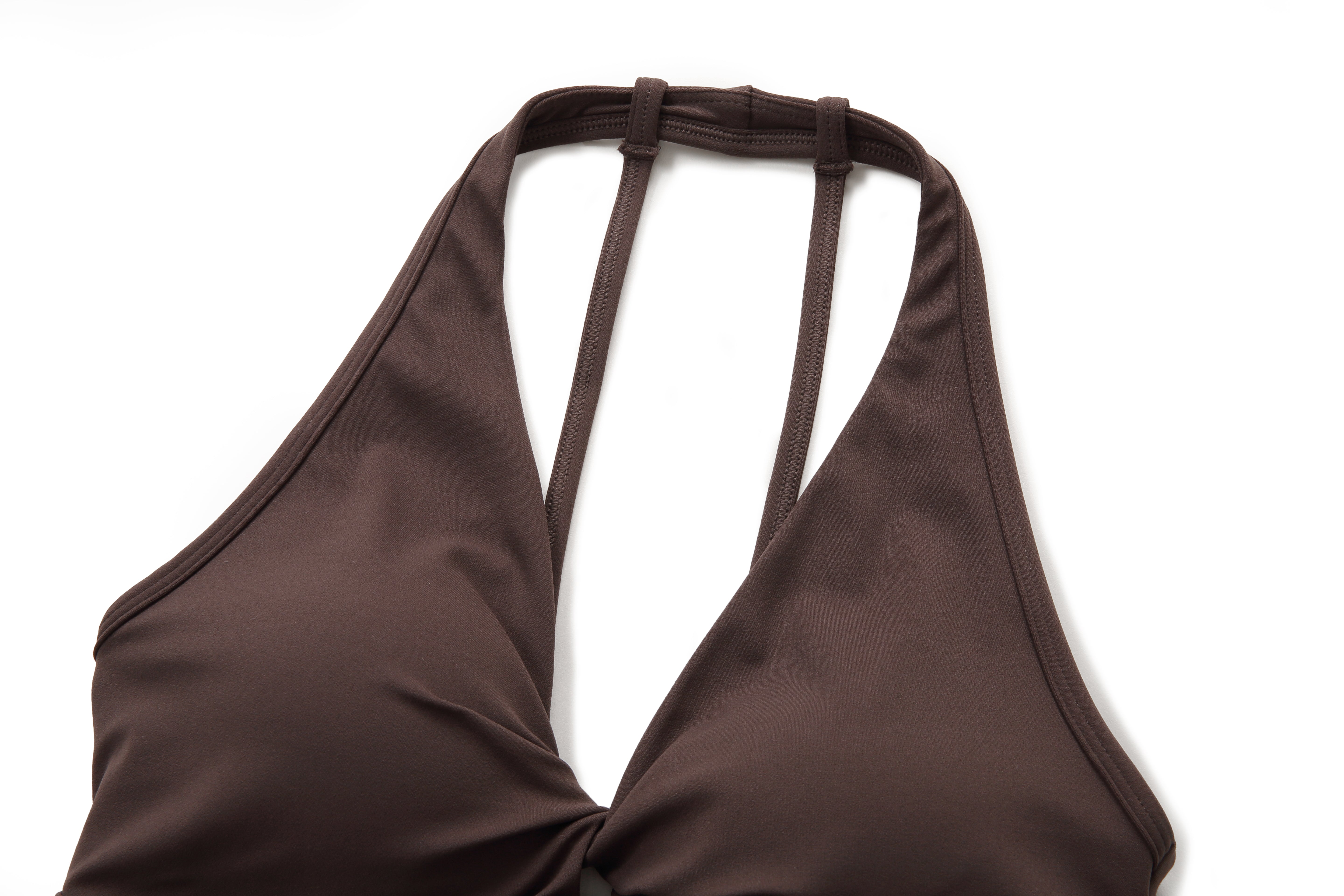 NULS Twist-Front Halter Sports Bra studio styling - women's yoga activewear by Lepeins