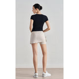 NU Youth Naked Sense Slim Skinny Yoga Short Sleeve High Sense Waist Sports T-Shirt Crew Neck Fitness Top