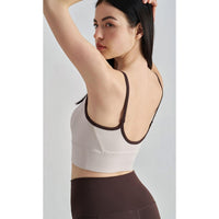 NULS youth contrasting color splicing short sports vest gathering beautiful back yoga underwear nude suspender fitness bra