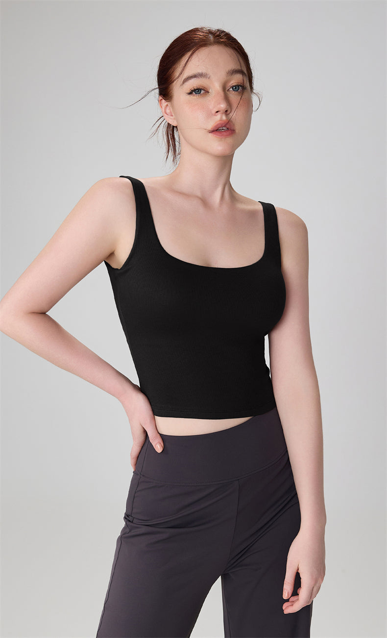 BareFeel Modal Ribbed Yoga Tank with Broad Straps