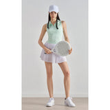 Summer elastic high waist slim yoga skirt lined with anti-light belt pocket tennis skirt casual outer pleated skirt