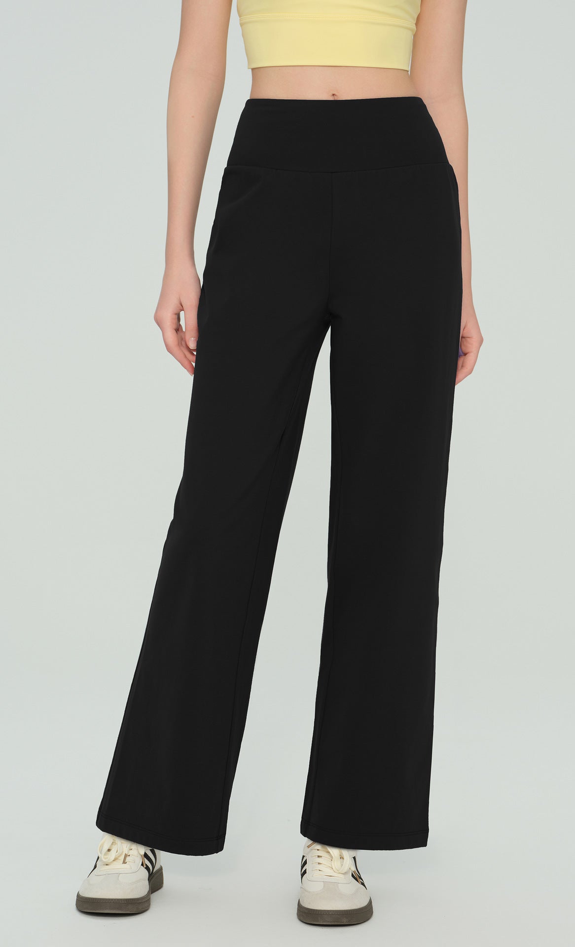 NULS High-Waisted Wide-Leg Pants waistband detail - Lepeins yoga pants for yoga, Pilates and daily movement