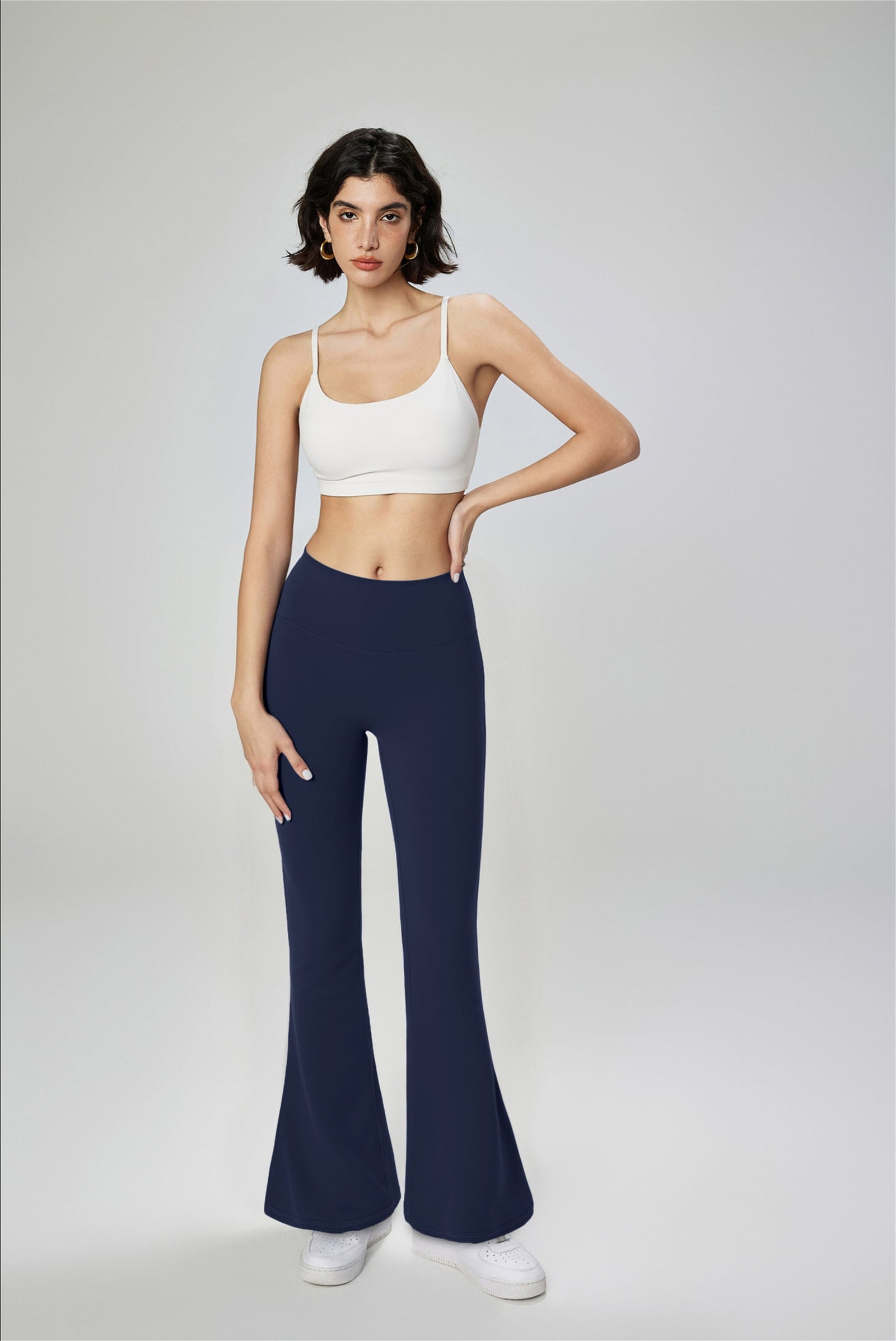 High-Waist Flare Yoga Pants waistband detail - Lepeins yoga pants for yoga, Pilates and daily movement
